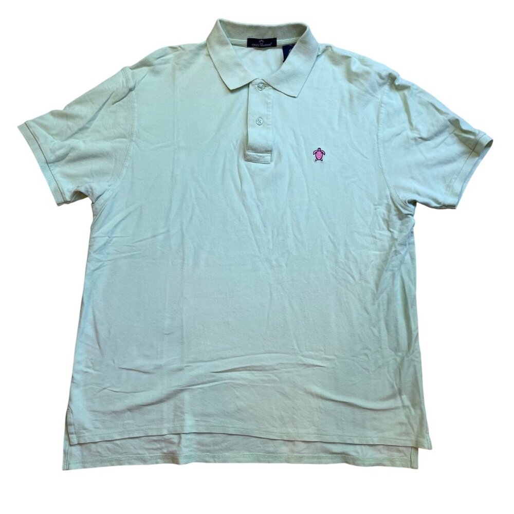 Simply Southern Polo Shirt Mens Size XL Green Pink Turtle Logo Preppy Cotton
